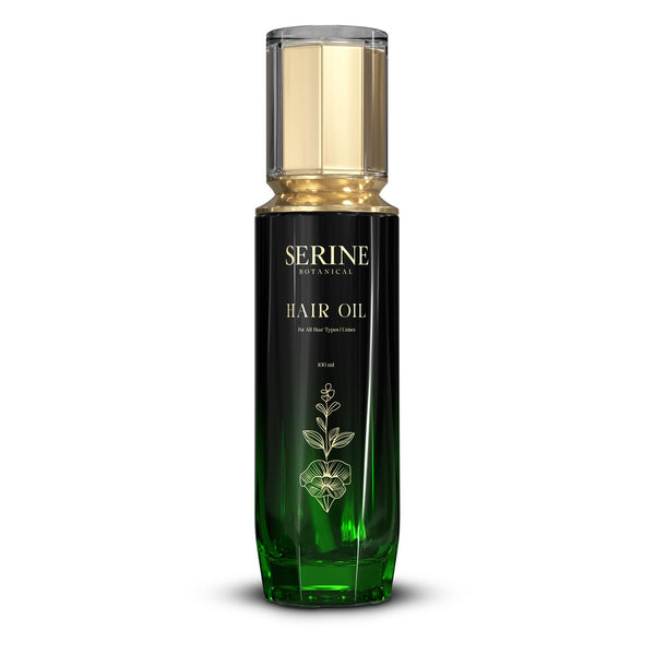 Serine Botanical Hair Oil, 100 ml pump bottle, front view